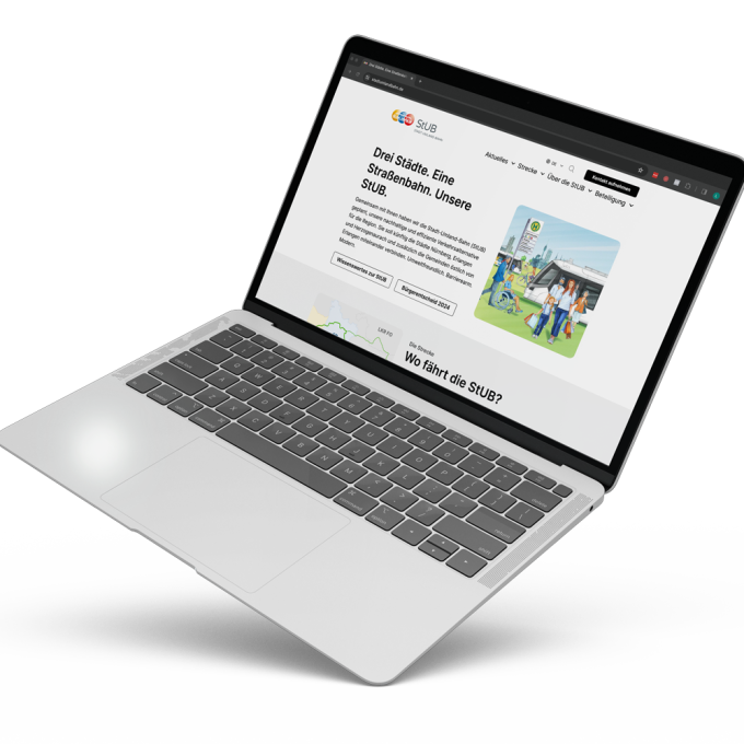 Webseite der Stadt Umland Bahn auf einem Laptop
